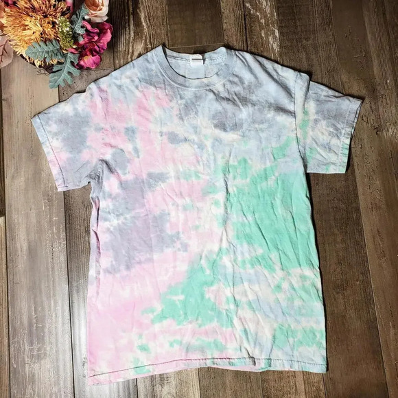 Gildan Pastel Tie-Dye Short Sleeve Crewneck T-Shirt Women's Size Medium - Picture 5 of 14